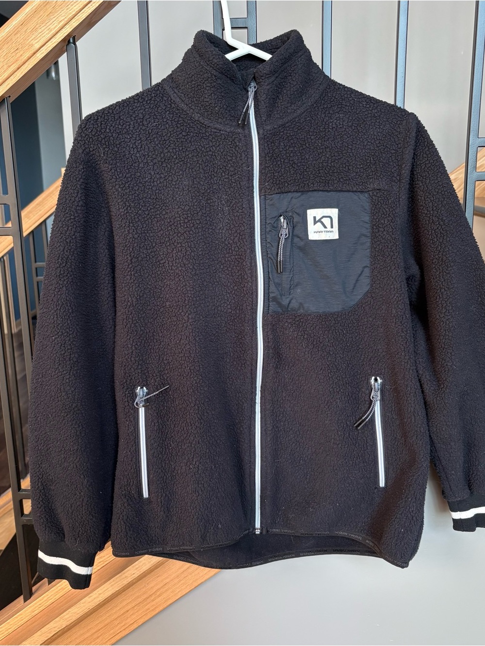 Kari Traa Black Sherpa Fleece Jacket with Contrast Zippers